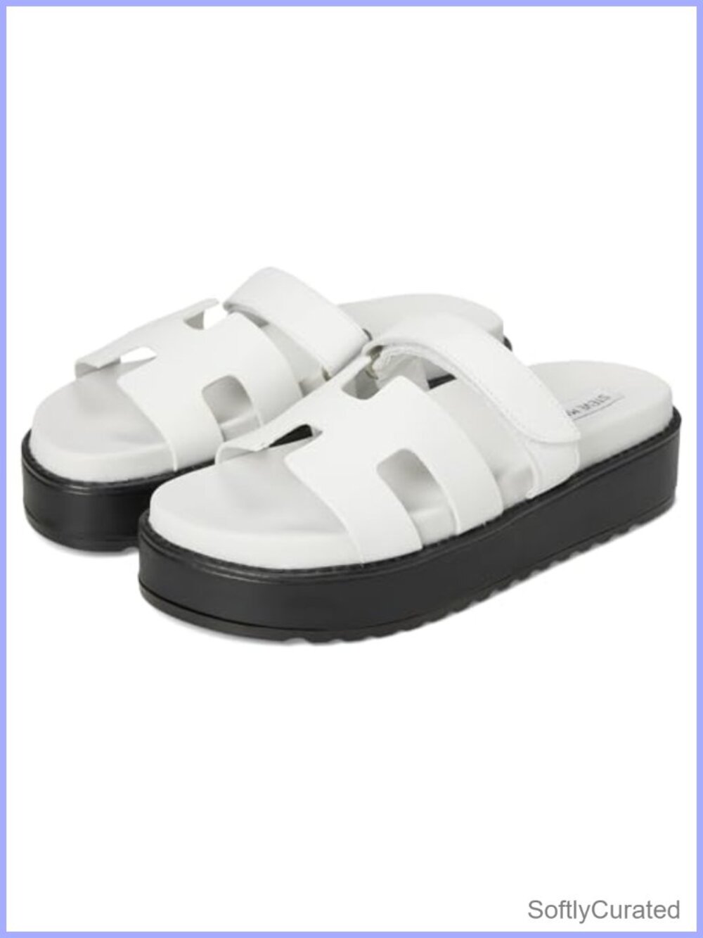 Platform Slide Sandal Leather Upper Adjustable Strap Casual Multi Occasion